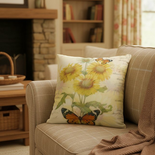 Cojín Decorativo Girasoles y mariposa (Subido por el creador)