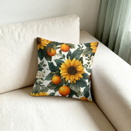Cojín Decorativo Girasoles y Naranjas Diseño de Otoño