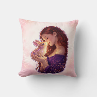 Cojín Decorativo Girl and Bunny Love Throw Pillow