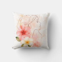 Girl close her eyes whithe flower-watercolor