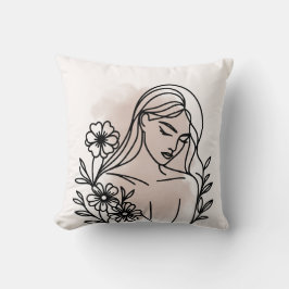 Cojín Decorativo Girl Illustration Pillow – Modern Artistic Accent