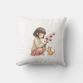Cojín Decorativo Girl playing with the Cat