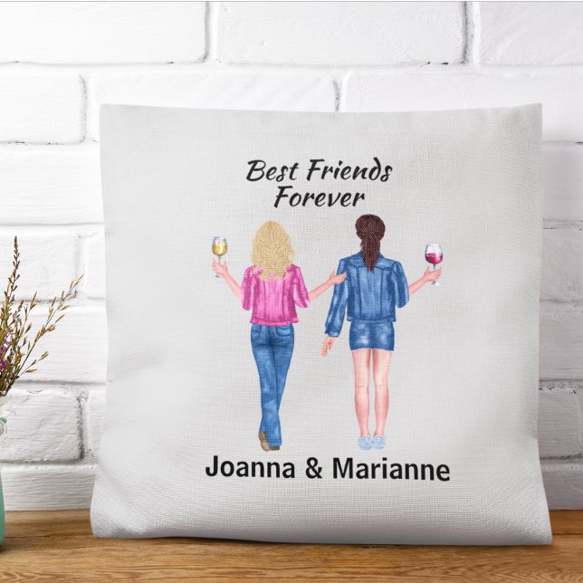 Cojín Decorativo Girlfriend Best Friends Blonde Brunette Wine Lover (Subido por el creador)