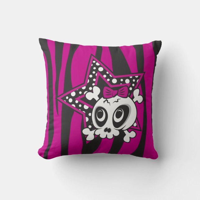 Cojín Decorativo Girlie Emo Skull (Anverso)