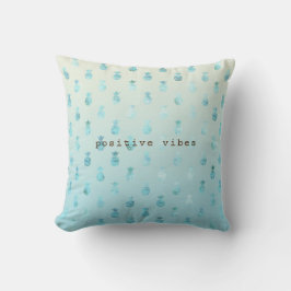 Cojín Decorativo Girly Aqua Glam Tropical Pineapples Ombre