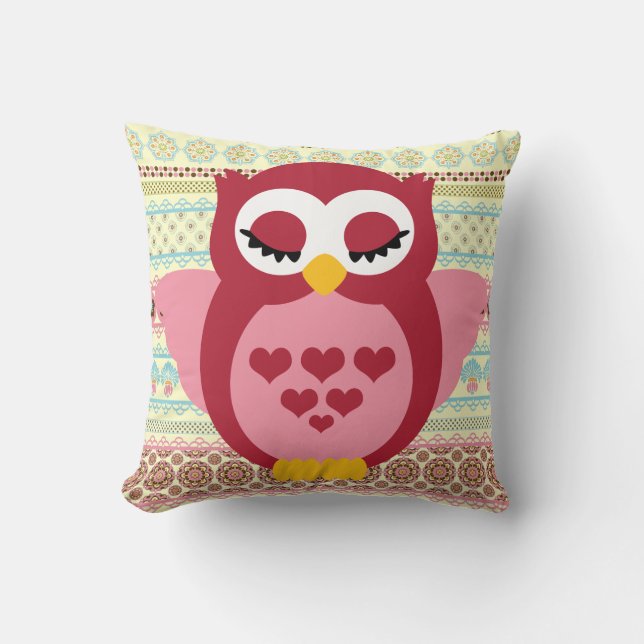 Cojín Decorativo Girly Cute Sleepy Owl (Anverso)