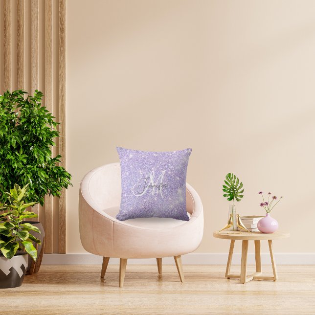 Cojín Decorativo Girly Lavender Purple Purpurina Rubor Monograma no (Subido por el creador)
