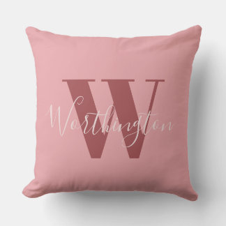 Cojín Decorativo Girly Monograma y Nombre Rojo rosa