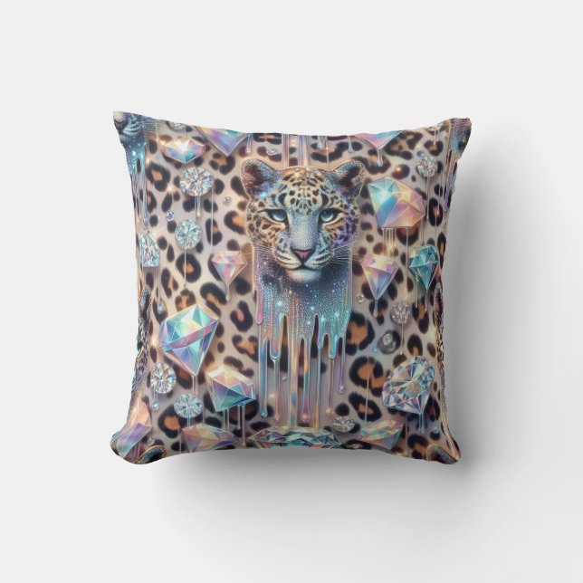 Cojín Decorativo Girly Posh Leopard Print Opal (Anverso)