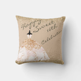 Cojín Decorativo Girly Rosa Oro Big Ball dulce 16 cumpleaños