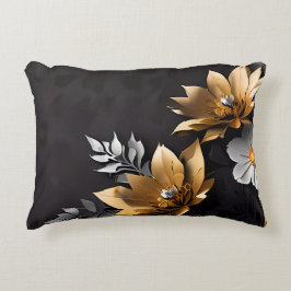 Cojín Decorativo Giro floral de oro y plata