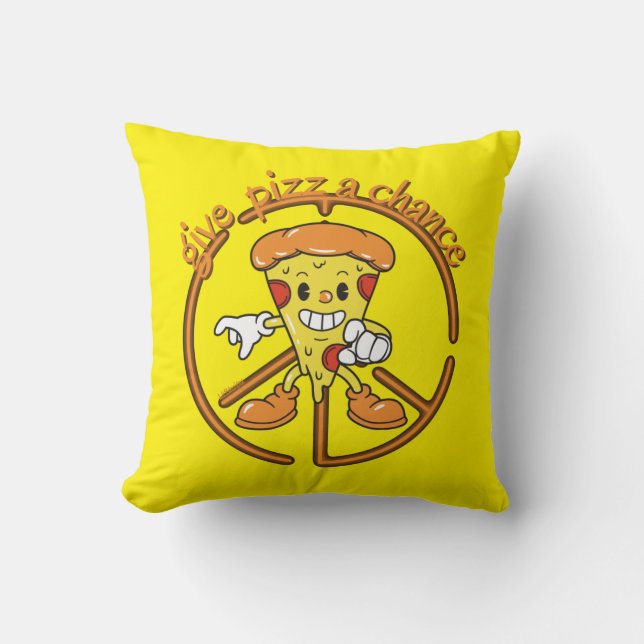 Cojín Decorativo GIVE PIZZA A CHANCE funny pizza pun gift idea      (Anverso)