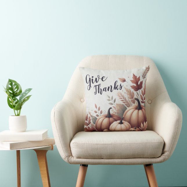 Cojín Decorativo Give Thanks Pumpkin Throw Pillow - Customizable (Silla)