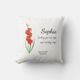 Cojín Decorativo Gladiolo de Agosto Cumpleaños Personalizado