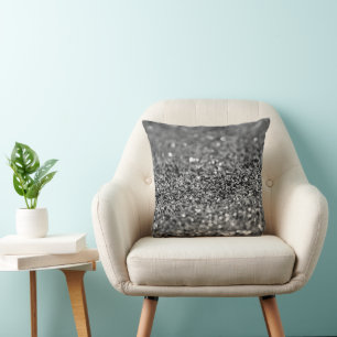 Cojín Decorativo Glam Bokeh Brillo Gris Plateado 2