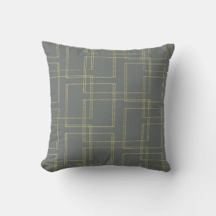 Cojín Decorativo Glam Geométrico Gris y Dorado Chic
