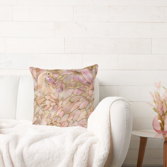 Cojín Decorativo Glam Gold Moda Pink Peacock (Sofá)