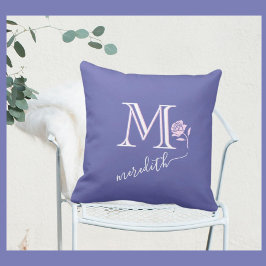 Cojín Decorativo Glam Personalizado Monograma Nombre Rosa