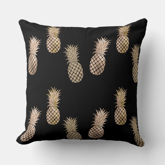 Cojín Decorativo Glam Pineapoles dorados (Anverso)