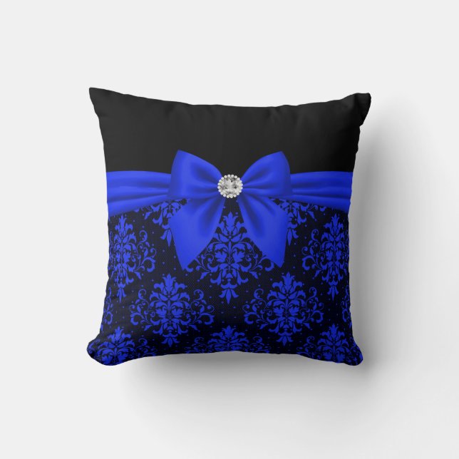Cojín Decorativo Glam Royal Blue Bow-Blue Lace-Black (Anverso)