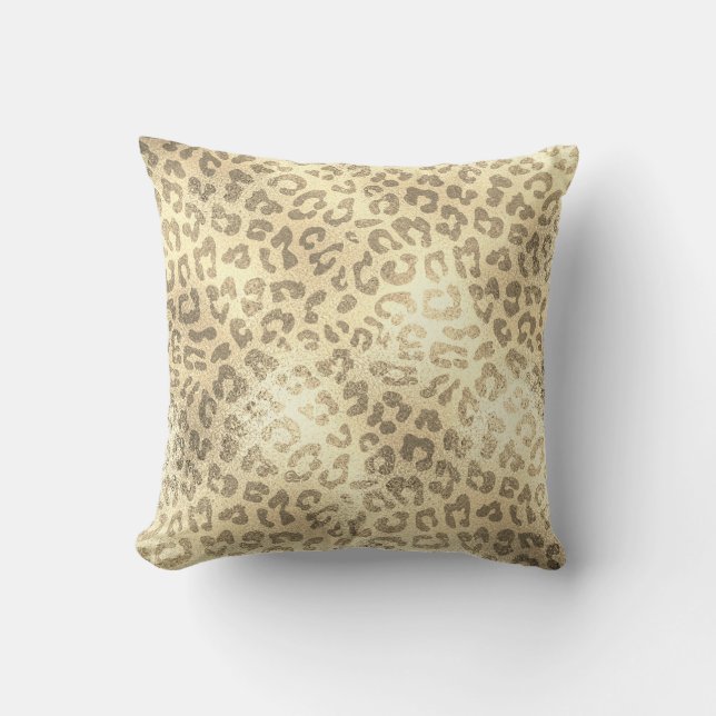 Cojín Decorativo Glam Sepia Gold Animal Lampart Skine Luxury (Anverso)
