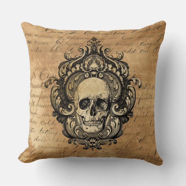 Cojín Decorativo Glam Skull gótico de Victoria (Anverso)