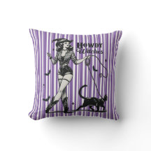 Glam Vintage Witch Walking Black Cat