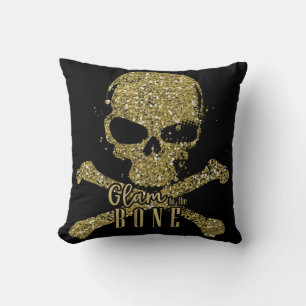 Cojín Decorativo Glamor Negro hasta el Oro Brillante Calavera