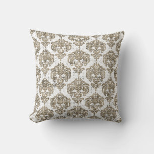 Cojín Decorativo Glamor Rústico Estilo Damaskino Real Burlap Modern