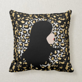 Cojín Decorativo Glamorosa mujer en la impresión de leopardo de dos