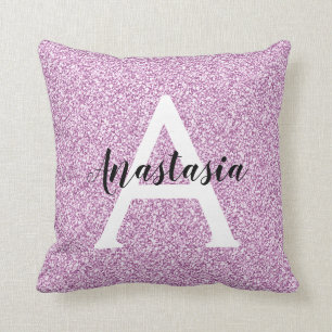 Cojín Decorativo Glamour Femenino Purpura Brillo Chispas Monograma