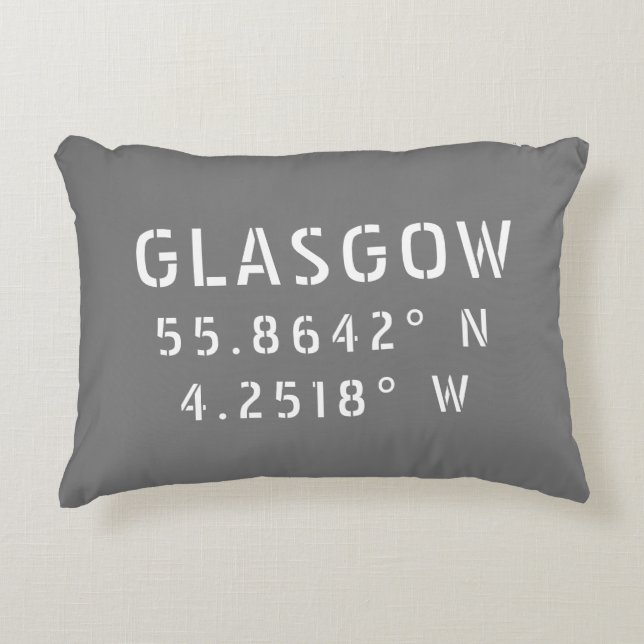 Cojín Decorativo Glasgow Escocia Latitud y longitud (Anverso)