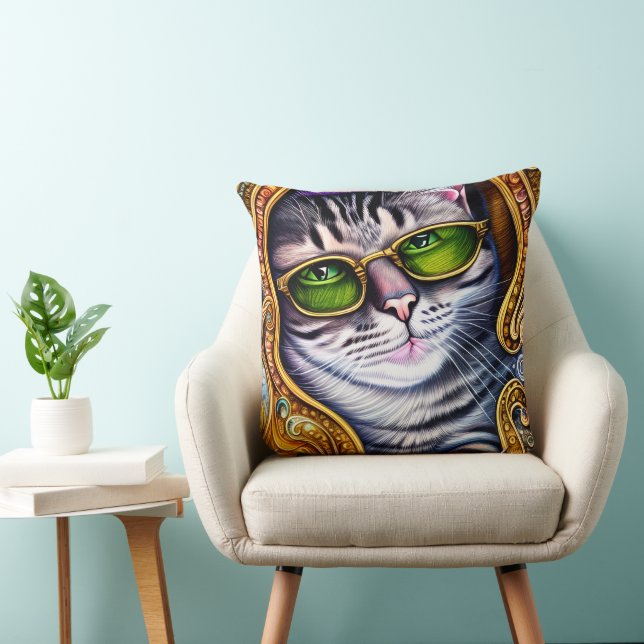 Cojín Decorativo Glass Adorables Con Gato Hipster (Silla)