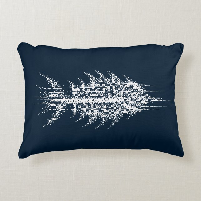 Cojín Decorativo Glitch Pixel White Fish (Anverso)