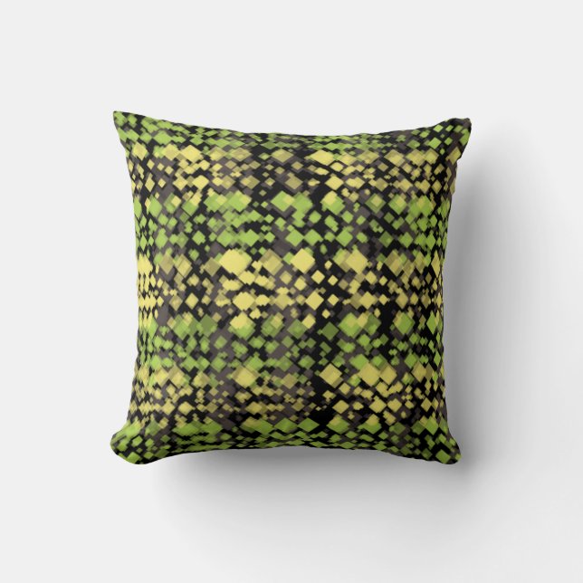 Cojín decorativo Glitch verde y amarillo (Anverso)