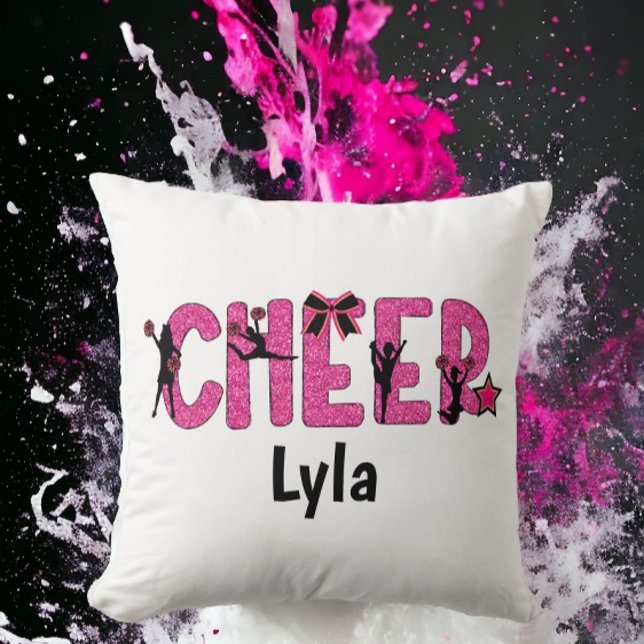 Cojín Decorativo Glitter animador rosado Cheerader Personalizado (Subido por el creador)