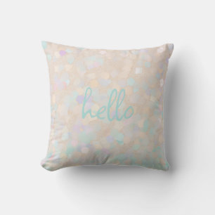 Cojín Decorativo Glitter de Suave Pastel "hola" Personalizado