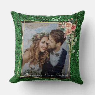 Cojín Decorativo Glitter Estilista Moda Lentejuelas Verde Aqua Acuá