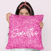 Glitter rosa caliente escritura con pincel blanco
