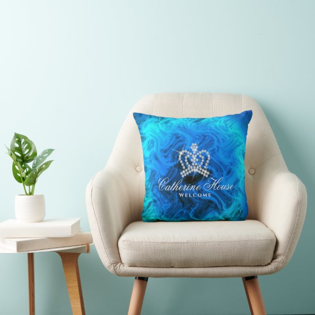 Cojín Decorativo Glittering Crown Blue Aqua (Silla)