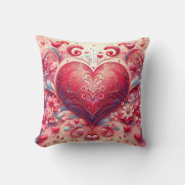 Cojín Decorativo Glittering Swirl Pink Heart Throw Pillow