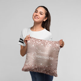 Cojín Decorativo Glittery Rose Gold Foil 15 Quinceañera