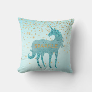 Cojín Decorativo Glitzy Aqua Sparkle Unicorn