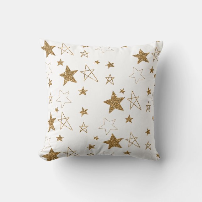 Cojín Decorativo Glitzy Stars Purpurina de oro (Anverso)