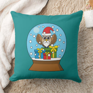 Cojín Decorativo Globe de nieve con búho de Santa Claus