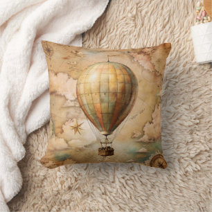 Cojín Decorativo Globo aerostático vintage Viaje antiguo