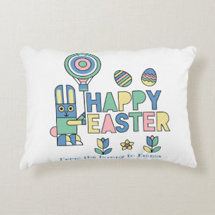 Cojín Decorativo Globo de conejo de Pascua feliz – Personalizado li