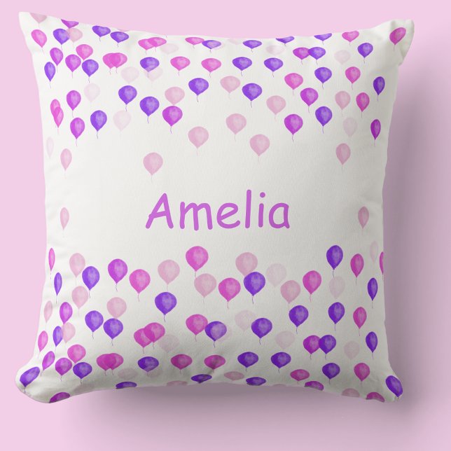 Cojín Decorativo Globo rosa y lino personalizado (Subido por el creador)