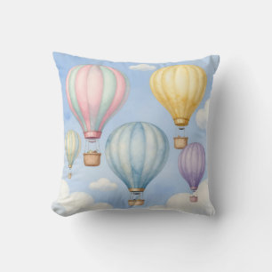 Cojín Decorativo Globos aerostáticos pastel cielo