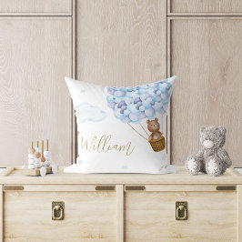 Cojín Decorativo Globos Azules de Osito de Peluche para la Guarderí